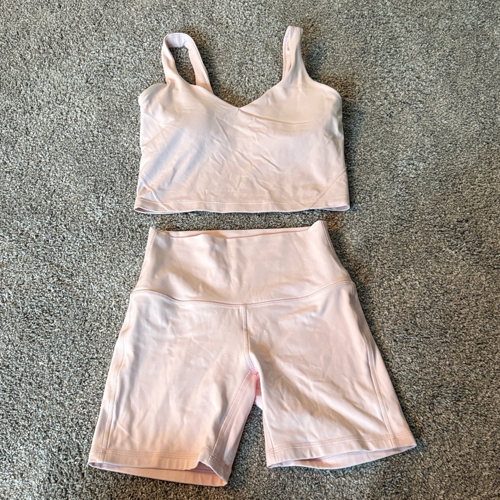 Lululemon - align tank and high rise short set in color strawberry milkshake